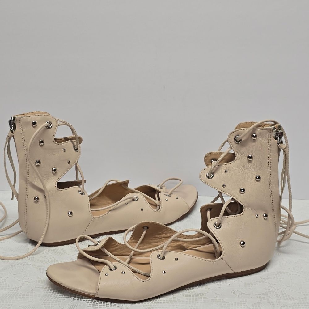 IRO Xiri Gladiator Sandals Cream Nude Studded Leather France Womens 7